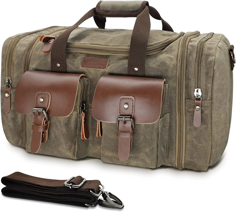 50L Waterproof Waxed Canvas Weekender Duffel Bag Travel Overnight Bag8