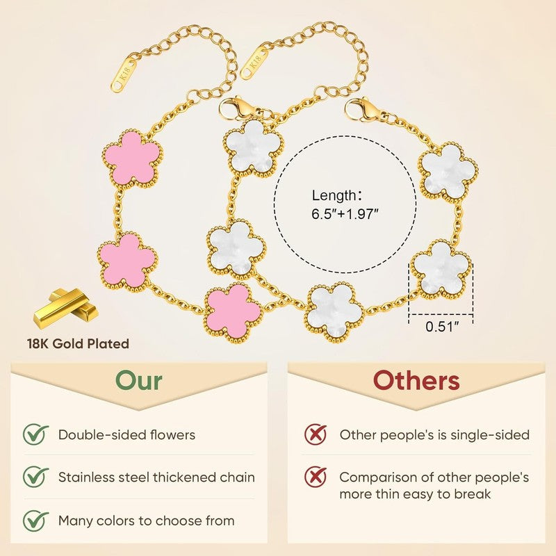 18K Gold Plated Bracelet Set for Women, Non-Tarnish, Adjustable Gift5