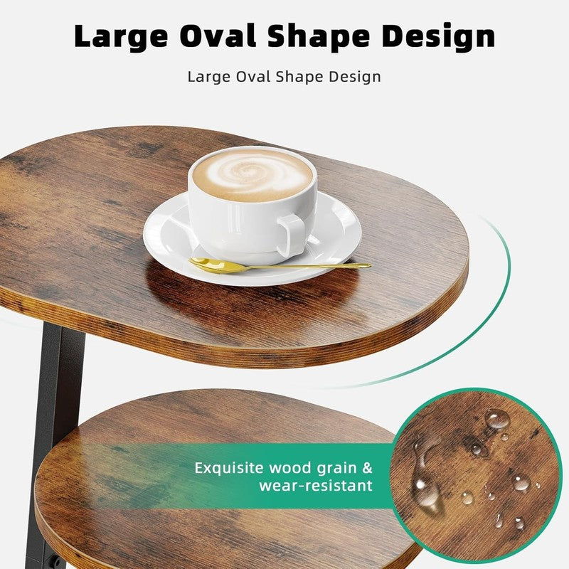 3-Tier Round Side Table Metal Frame Bedside End Table Brown6