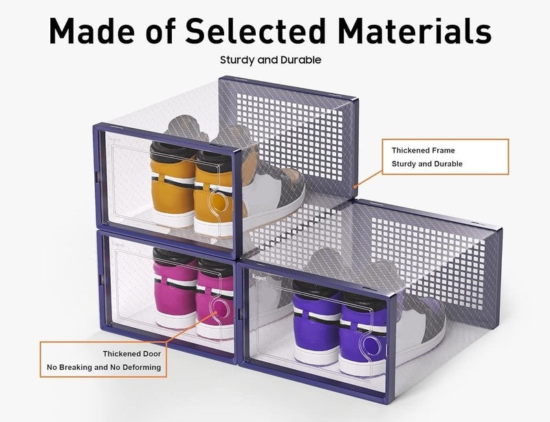 12 Pack X Large Clear Shoe Storage Boxes, Stackable Organizer Bins, Blue4