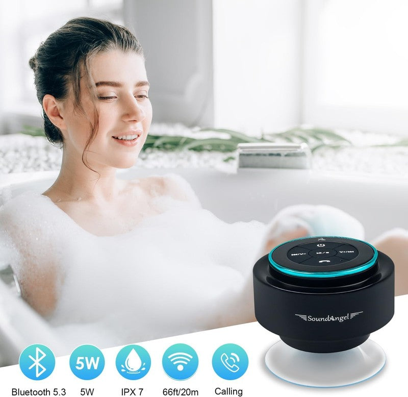 Soundangel Mate Shower Speaker, IPX7, Suction Cup, 12H Play, Rich Bass, Gift5