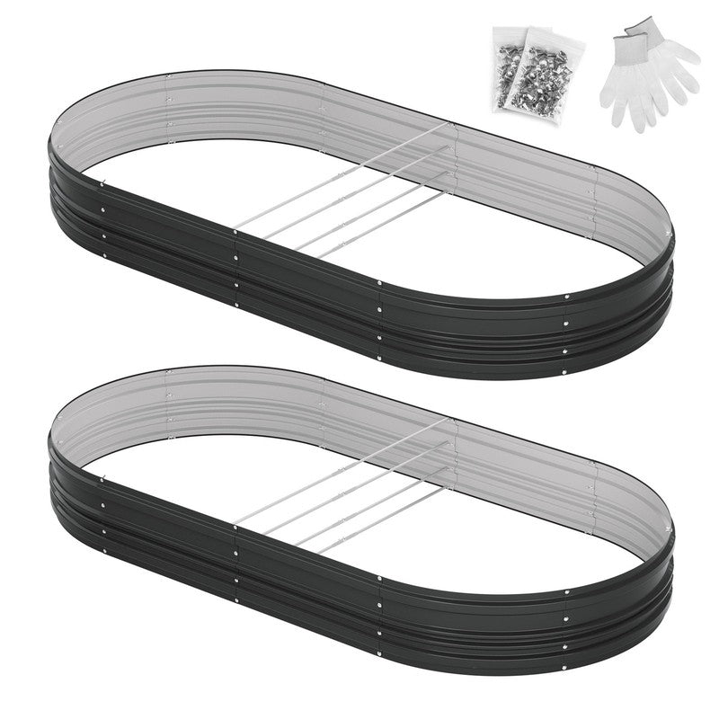 2PK 8X4X1Ft Outdoor Galvanized Raised Garden Bed Kit-Black4