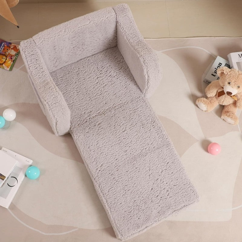 Kids 2 in 1 Flip Out Foam Sofa Couch w/ Soft Sherpa Cover, Grey1