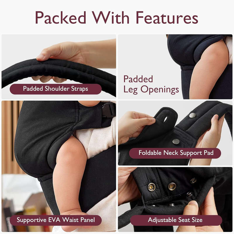 Ergonomic Baby Carrier - Lightweight, Cozy, Hands-Free with Lumbar Support4