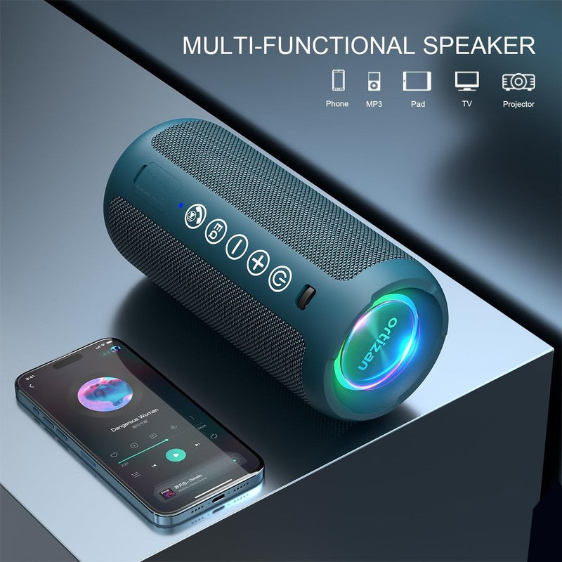 Bluetooth Speaker 24W, IPX7 Waterproof, Deep Bass, LED, 30H Playtime, Blue4