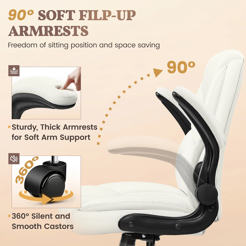 Leather Computer Office Chair 400LB Capacity High Back White4
