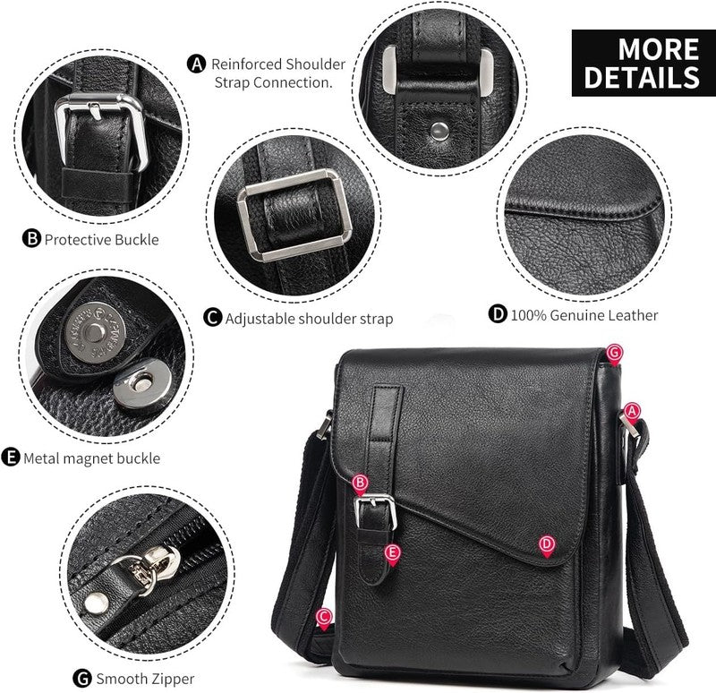 Men's Leather Messenger Crossbody Bag Vintage Waterproof Anti-Theft Casual4
