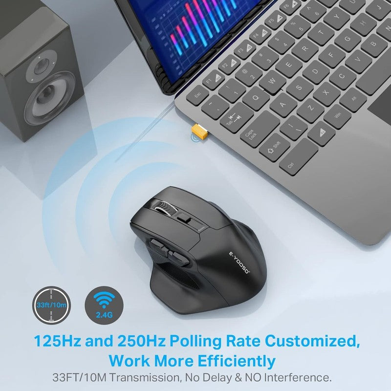 Wireless Mouse Large Ergonomic 4800 DPI 6 Buttons Cordless Black5