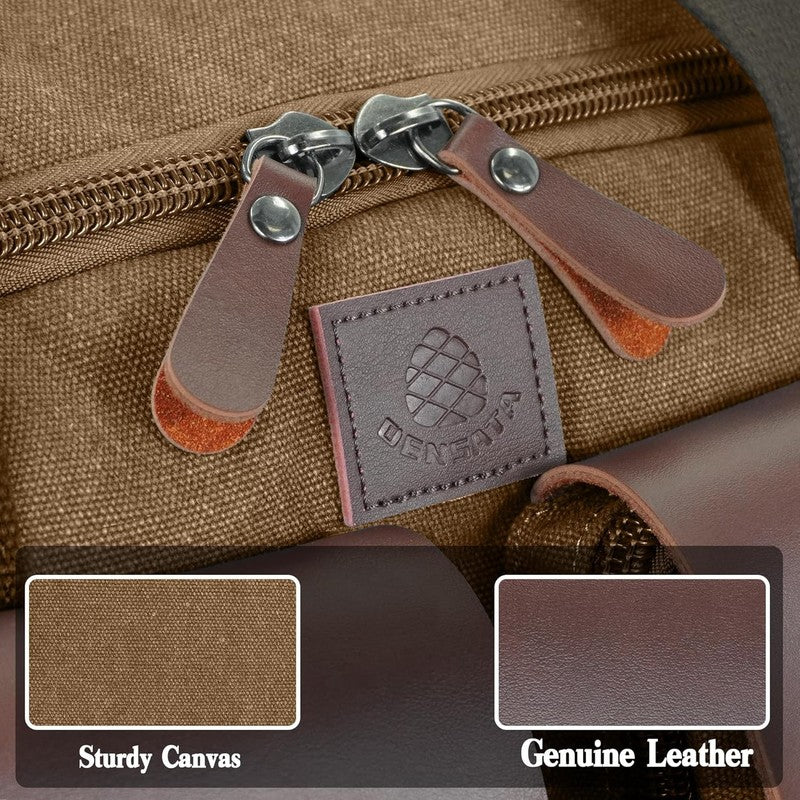 50L Canvas Travel Duffle Bag Expandable Leather Overnight Carry On Coffee4