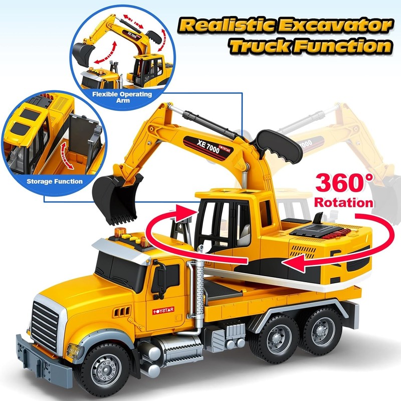 Large Excavator Truck Toy with Sound and Lights for Boys and Girls Ages 3 6 Birt1