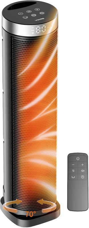 1500W Tower Space Heater Indoor w/ Remote 70° Oscillation Thermostat0