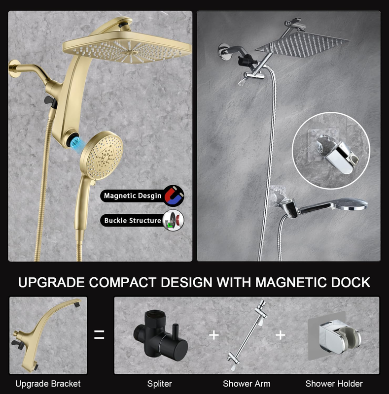 High Pressure Rain Shower Head: Upgrade Shower Heads with Handheld Spray Combo w4