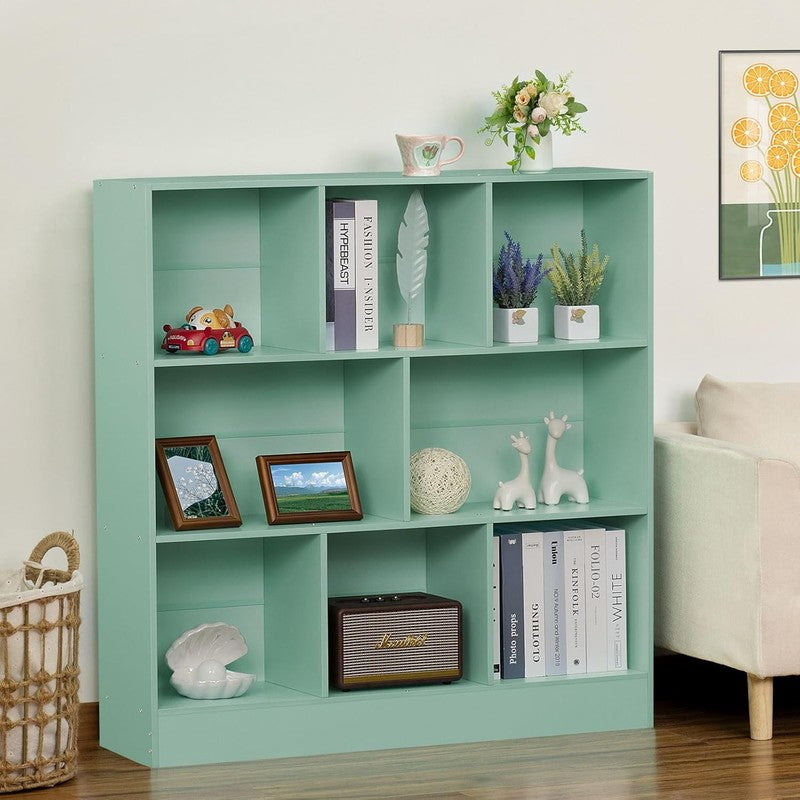 Mint-Green 8 Cube Kids Bookshelf, 3 Tier Storage Organizer for Toys & Books2