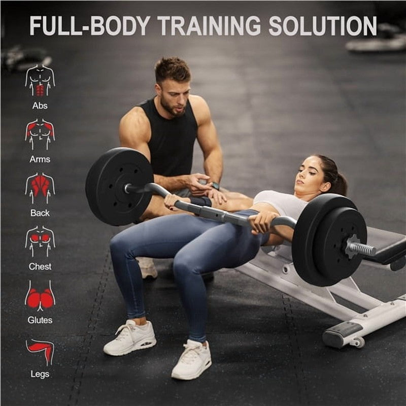 55 Lb Olympic Barbell Weight Set for Gym Lifting Exercise Workout, Black6