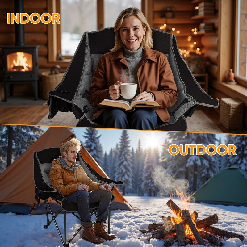 XL Oversized Heated Camping Chairs, W/3 Control Levels for Outdoor Hiking, Picni5
