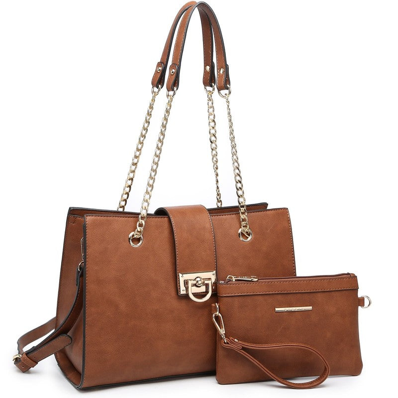 Women Hobo Bag Vegan Leather Tote Chain Shoulder Satchel Bag with Clutch2