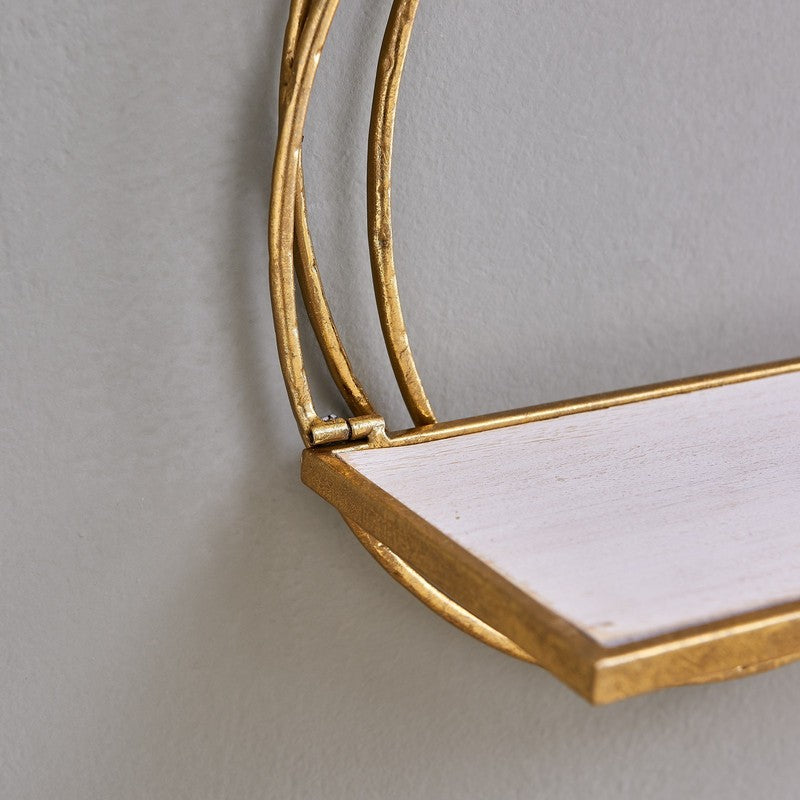 Elegant Golden Floating Wall Shelves - Set of 2 Decorative Rings3