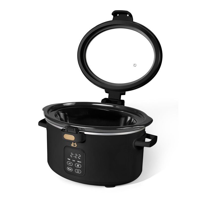 4 Qt Digital Slow Cooker with Hinged Locking Lid, Black Sesame by Drew Barrymore5