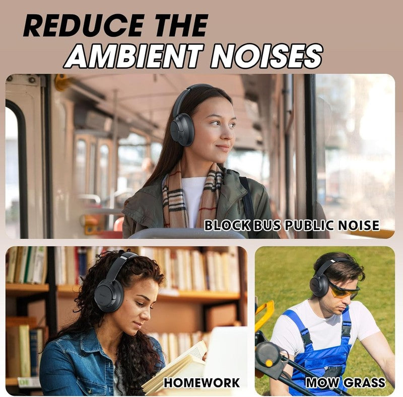 Hybrid Active Noise Cancelling Headphones, 70H Playtime, Deep Bass, Fast Charge6
