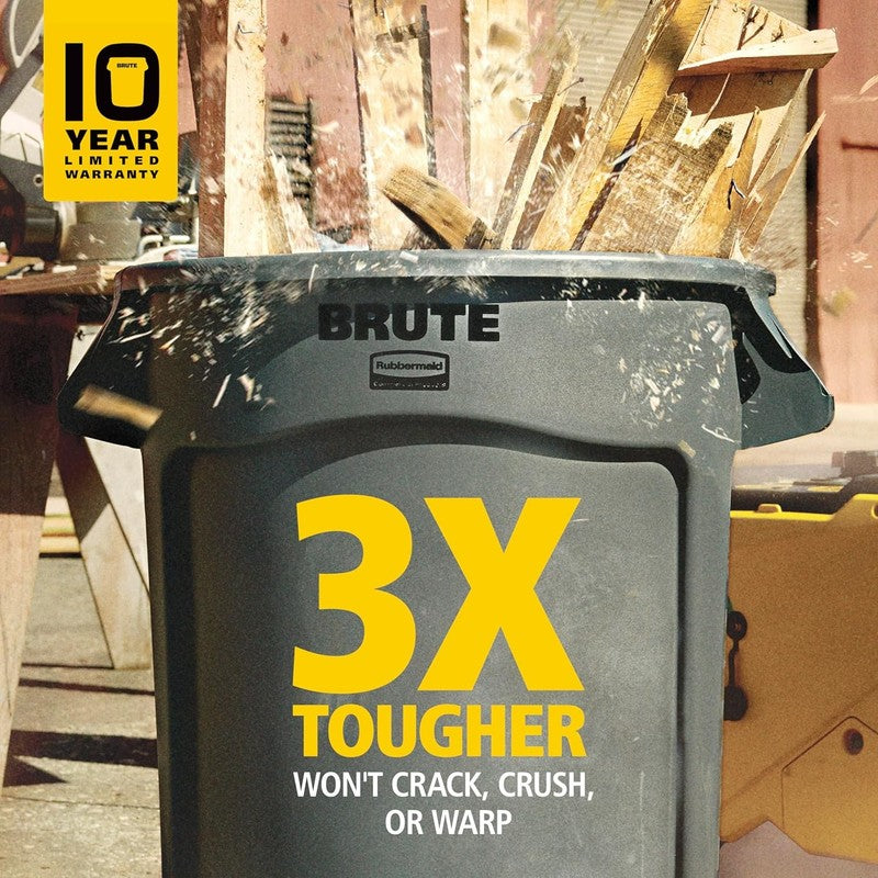 32-Gal Heavy-Duty Trash Can with Venting Channels, Gray Garbage Bin1