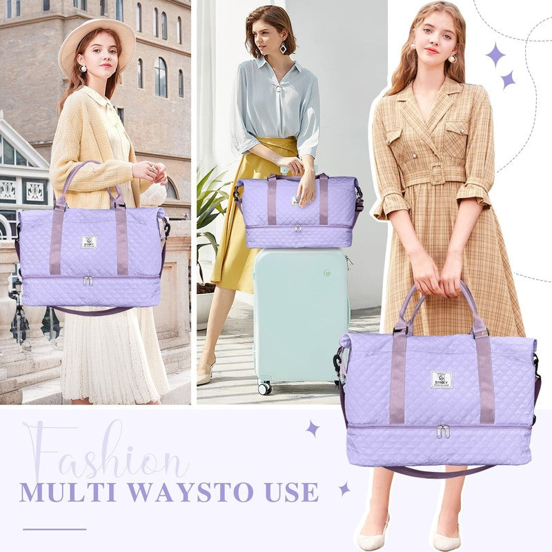 Travel Duffle Bag Weekender Bags for Women with Shoe Compartment Carry on Overni2