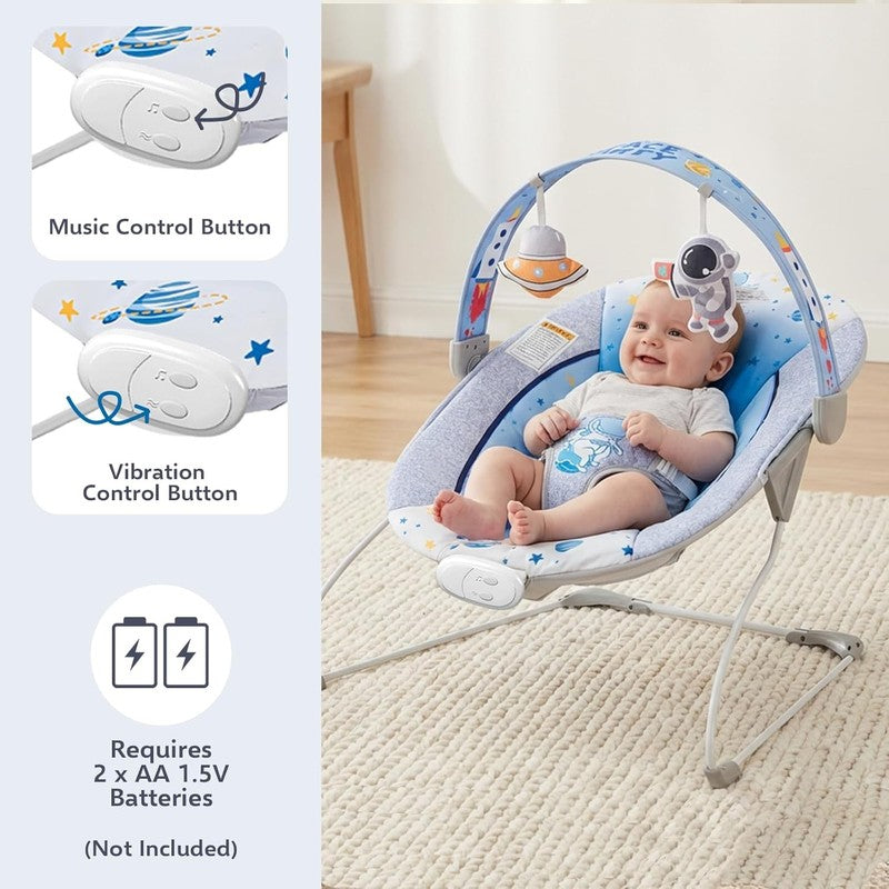 Soothing Baby Bouncer Seat w/ Music Portable Foldable 0 6M Blue5