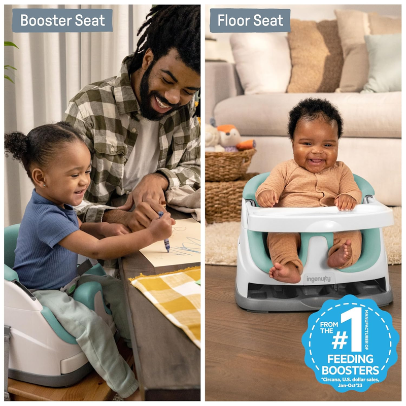 Baby Base 2 In 1 Booster Feeding and Floor Seat with Self Storing Tray   Mist1