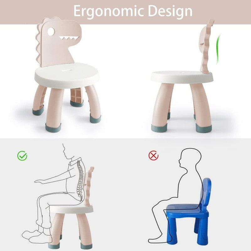 Toddler Dino Chair Plastic Kids Chair Ergonomic Step Stool Indoor Outdoor Pink4