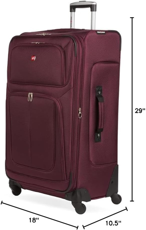 Large Softside Expandable Spinner Luggage Lightweight Travel Suitcase Merlot10
