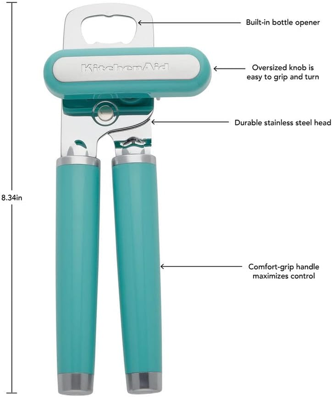 KitchenAid Classic Can Opener Bottle Opener Stainless Steel Aqua Sky1
