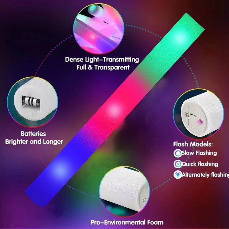 28PCS LED Foam Glow Sticks, Foam Light up Sticks Bulk Party Pack with 3 Modes Co5