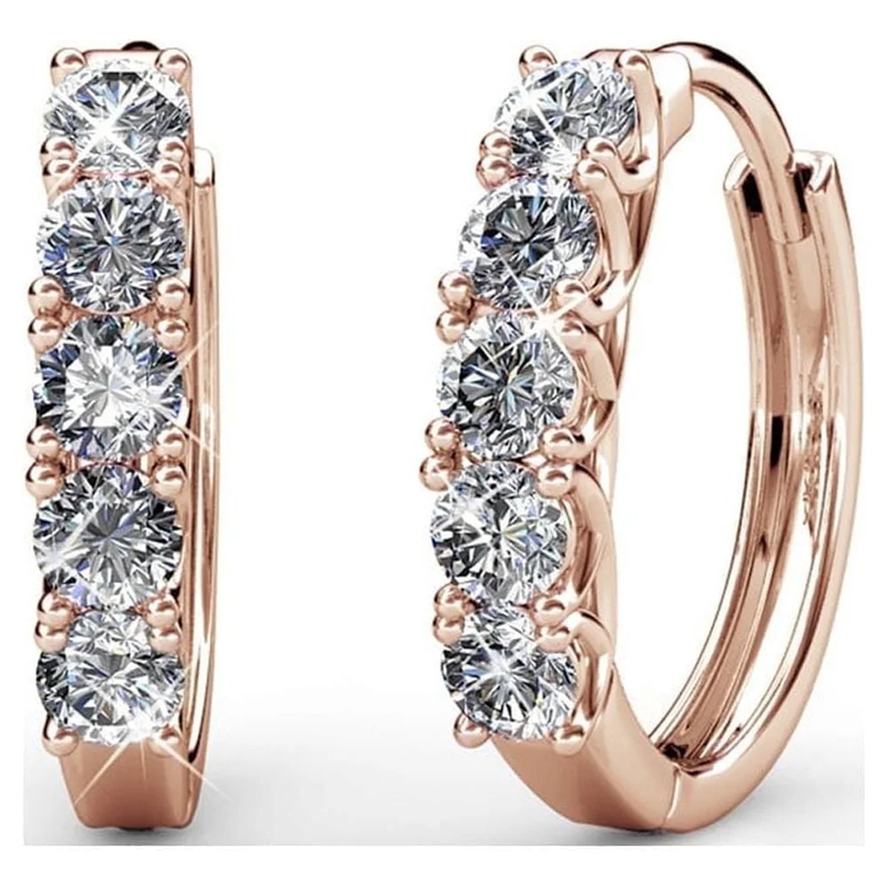 Bethany 18K Rose Gold Plated 15Mm Hoop Earrings with Crystals for Women10