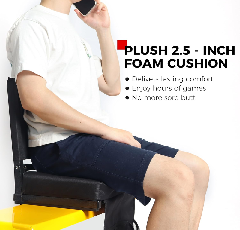 Stadium Seats w/ Back Support Padded Bleacher Chair Cushion w/ Shoulder Strap2