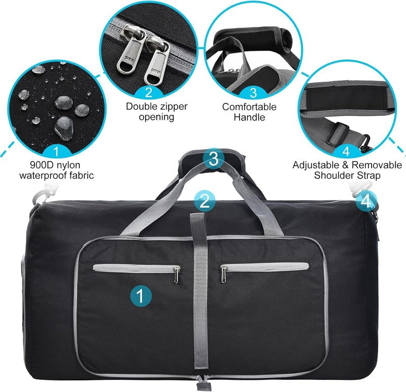 Duffle Bag Shoes Compartment Foldable Travel Waterproof Adjustable Strap Men6