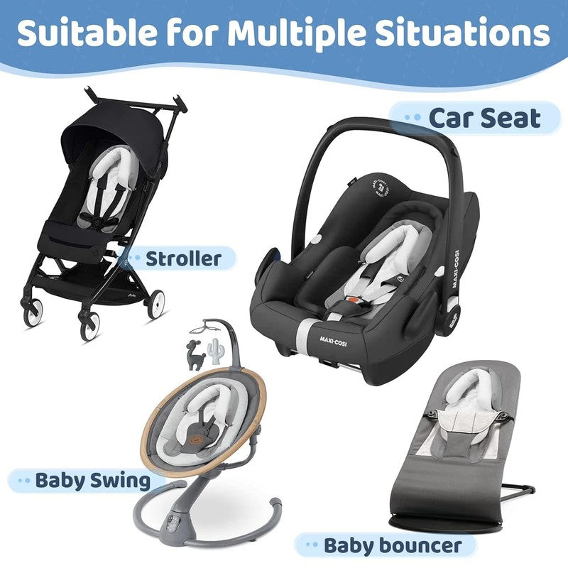 Infant Car Seat Insert Soft Minky 2 in 1 Reversible Baby Body Support Gray/White5