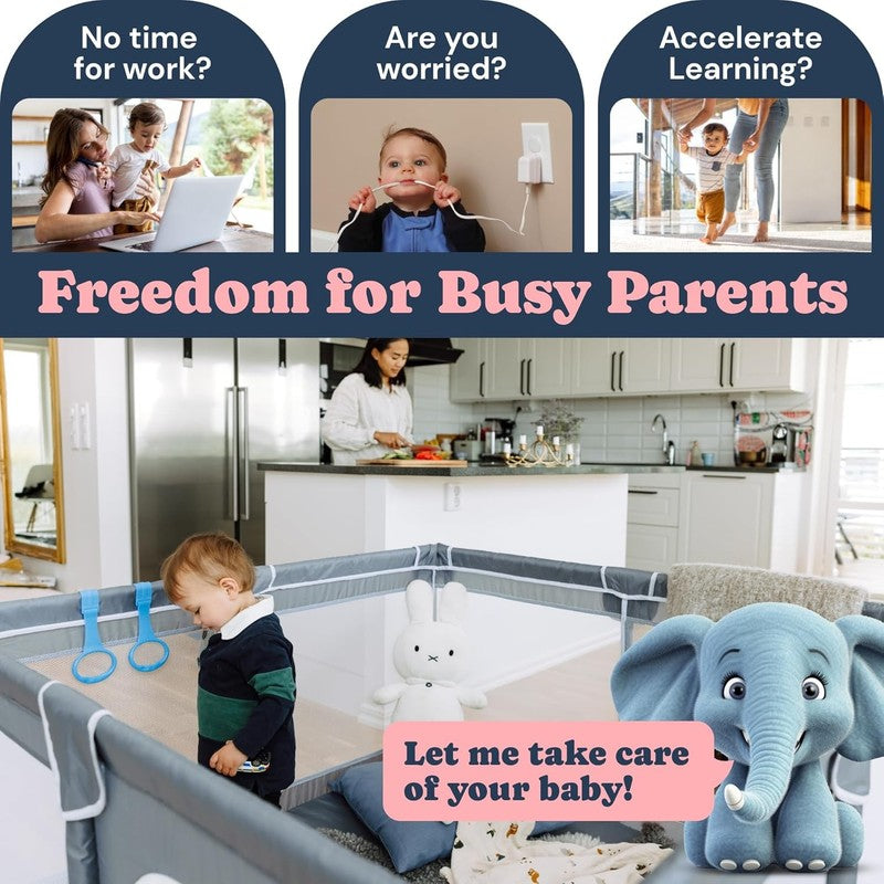 50”x50” Baby Playpen - Safe Portable Toddler Gate with Anti-Slip Base, Gray6