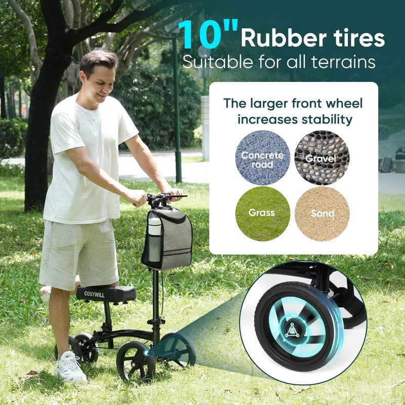 Steerable Knee Scooter All Terrain Foldable Walker Crutch Alternative Black5