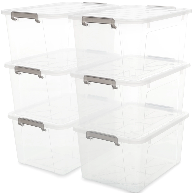 44 Qt Clear Storage Bins with Lids Large Stackable Plastic Storage Box 6 Packs6