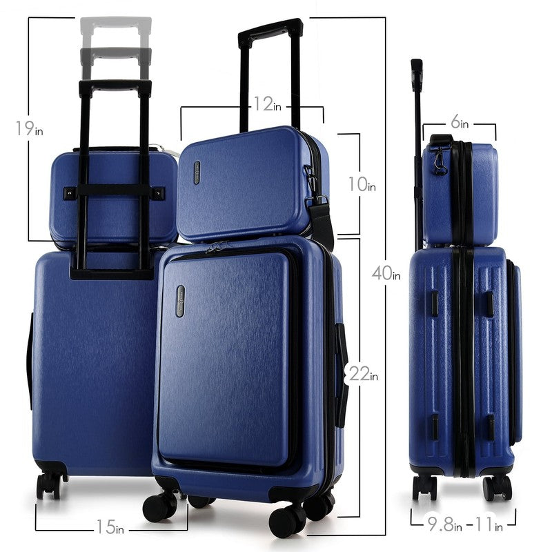 Hard Shell Carry on Suitcase, Expandable Hardside Luggage with Front Pocket, Nav5