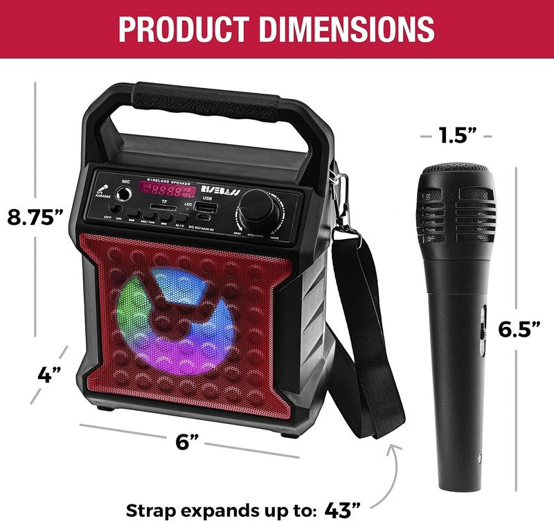 Portable Karaoke Machine w/ Mic Party Lights Bluetooth USB SD AUX FM Radio Gift3