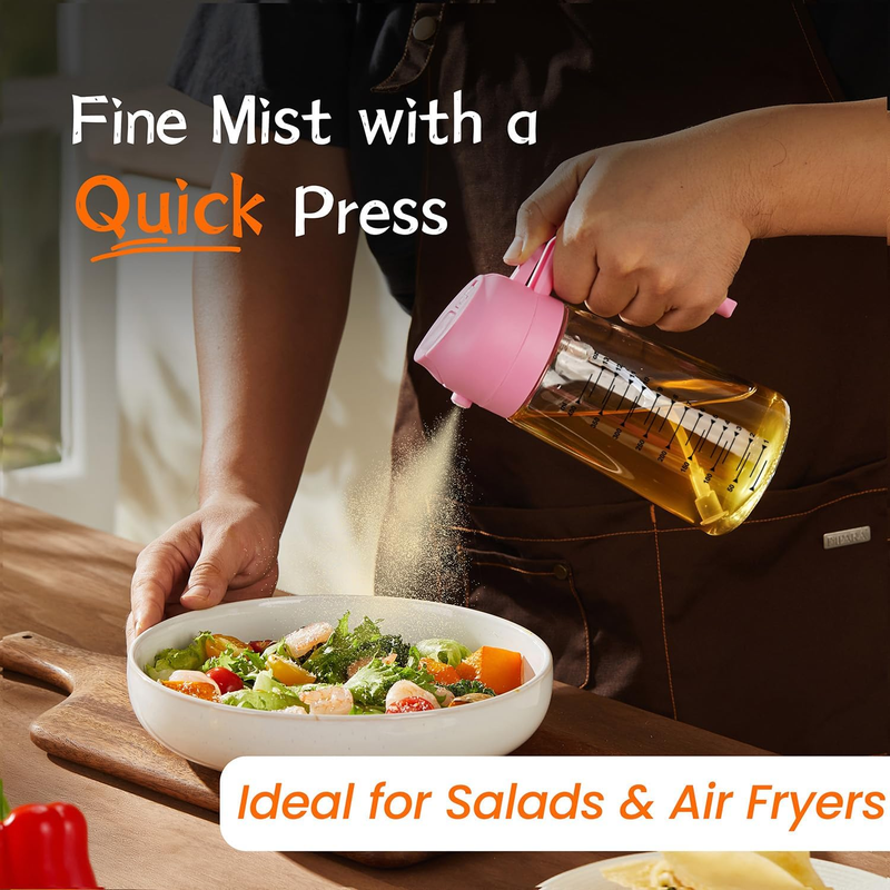 16oz Glass Olive Oil Sprayer 2 in 1 Dispenser Bottle Air Fryer BBQ Bubblegum1