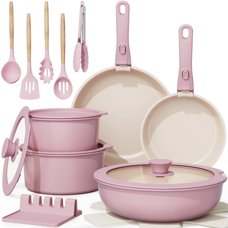 20-Piece Ceramic Pots and Pans Set, Nonstick Cookware Set with Detachable Handle9