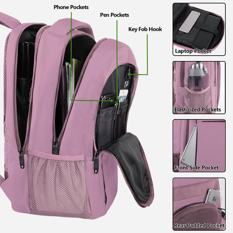 Personal Item Backpack 18x14x8 Underseat Laptop Bag 15.6" Purple2