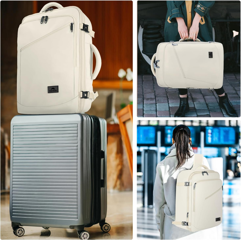 Women Travel Backpack Large Carry On Waterproof Anti Theft Bag Beige5
