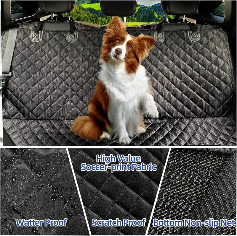 Waterproof Dog Car Seat Cover Back Seat, Nonslip Durable Soft, Black, Universal1