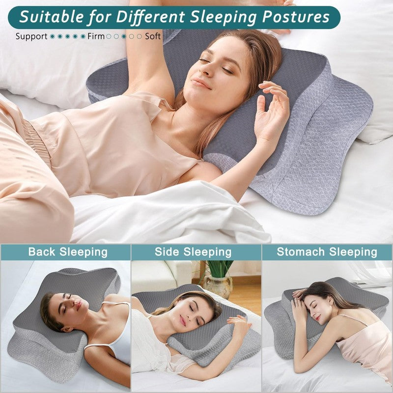 Cervical Neck Pillow Memory Foam Cooling Ortho Support for Side Back Sleepers4