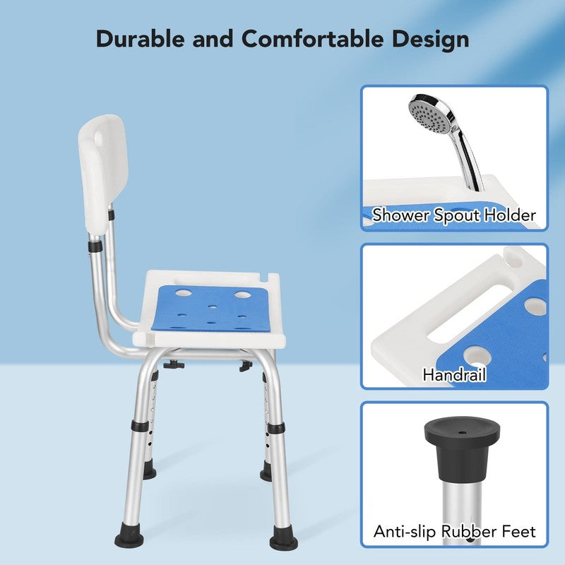 Adjustable Shower Chair with Backrest & EVA Seat for Seniors Elderly7