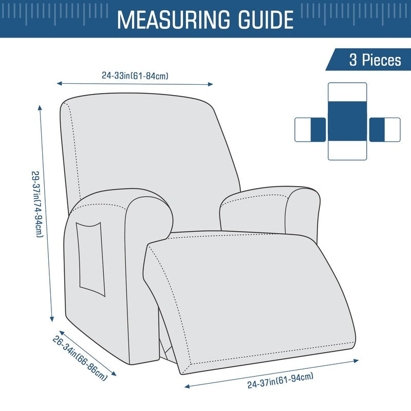 3-Piece Recliner Chair Slipcover Chocolate Anti-Slip Furniture Protector5