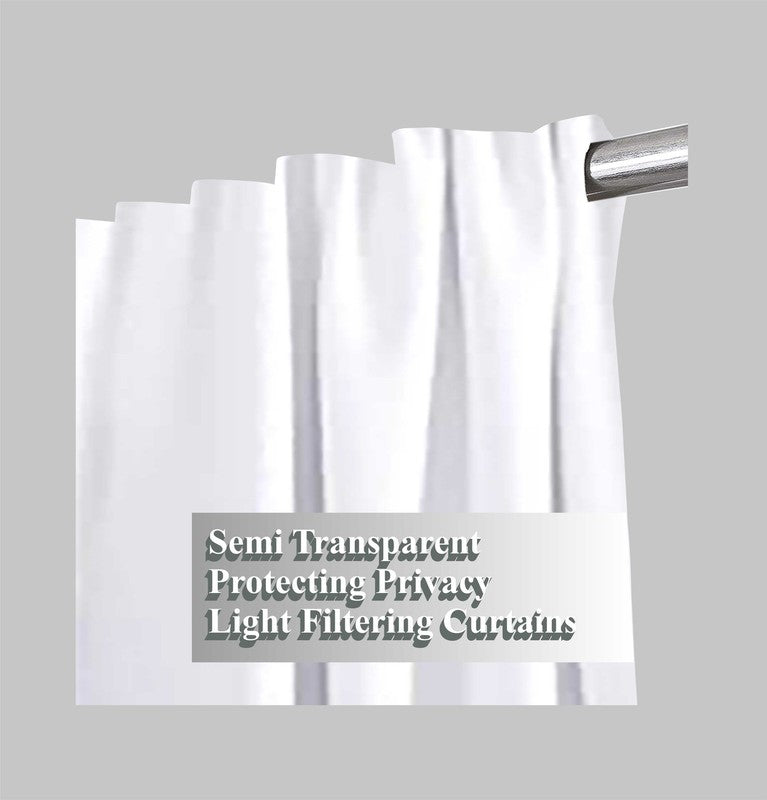 Set of 2 Reverse Tab Top Cotton Slub Duck Window Panels 50x84 White4