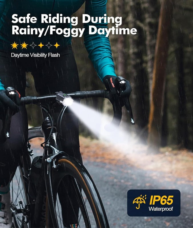 Bike Lights 2 pack Set 3+6 Modes USB Rechargeable IP65 Waterproof LED4